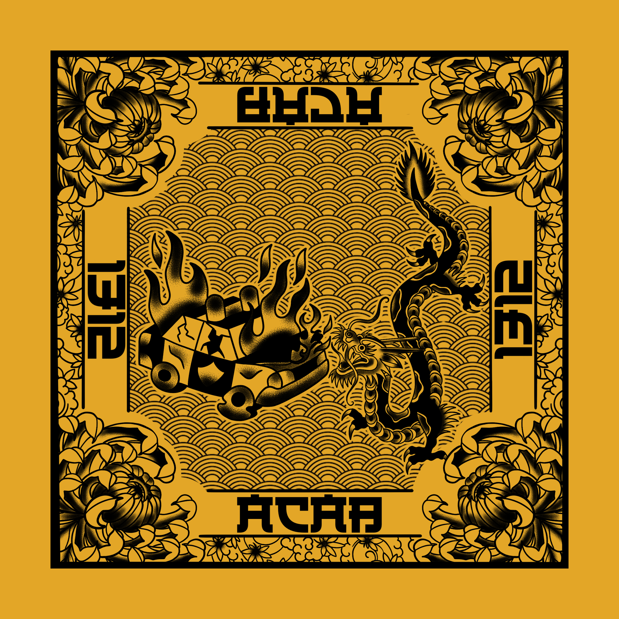 Bandana Acab Dragon yellow