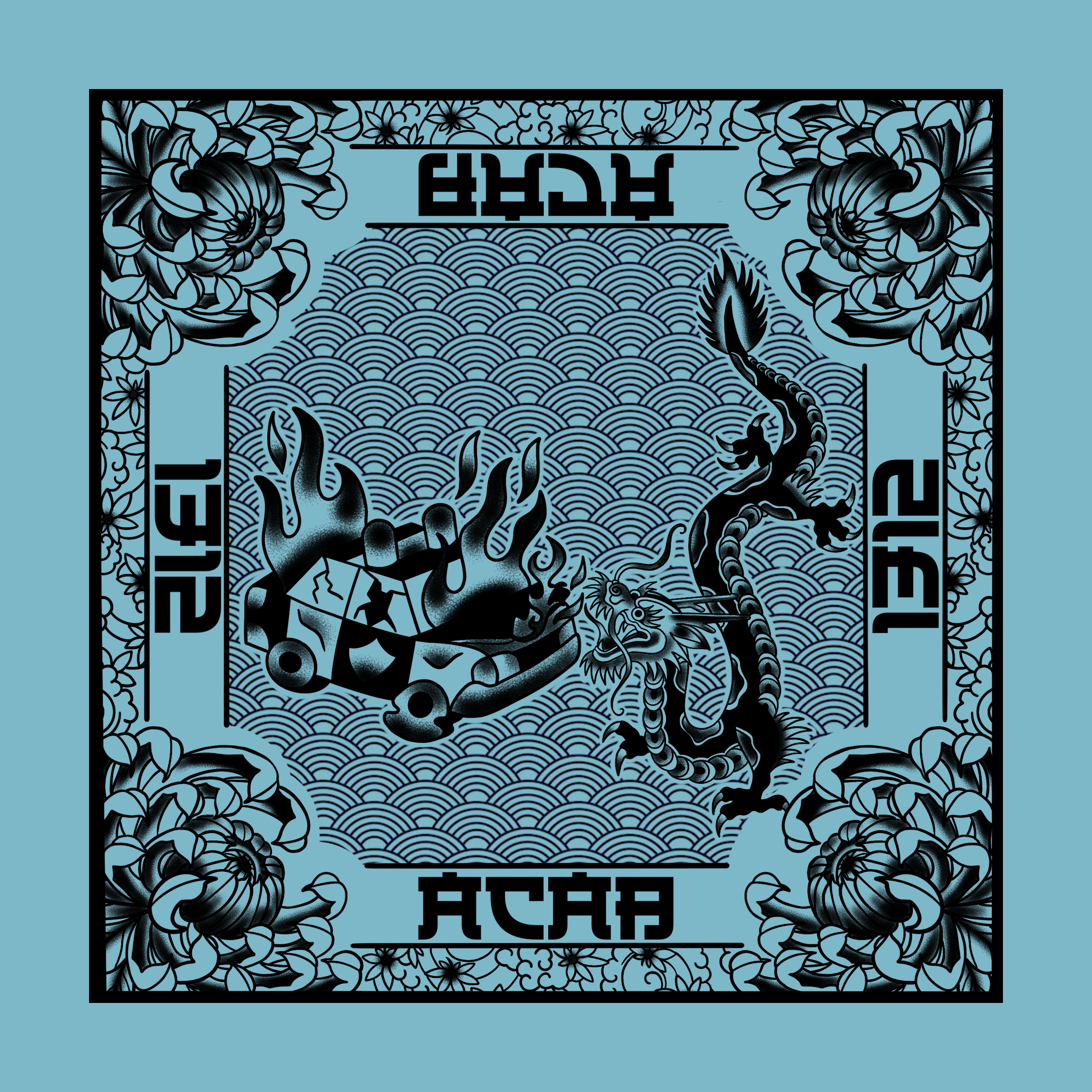 Bandana Acab Dragon baby blue